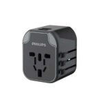 Philips SPB1005B/93 Universal Travel Adapter 2 USB Port + Type C (Built-in Double Fuse) Global Travel Universal Three-pin Conversion Plug Travel Charger